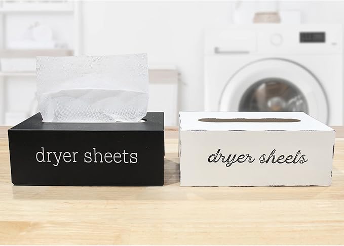 AuldHome Design Farmhouse Dryer Sheet Dispenser (Black); Countertop Enamelware Fabric Softener Sheet Holder for Laundry Room