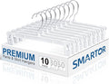 Smartor Skirt Hangers | Pants Hanger with Clips | 10 30 60 Pack Available | Space Saving| Durable| Strong Clips| Pant Hanger for Men| White Hangers Clips for Women Shorts, Jeans, Slacks - 10 Pack