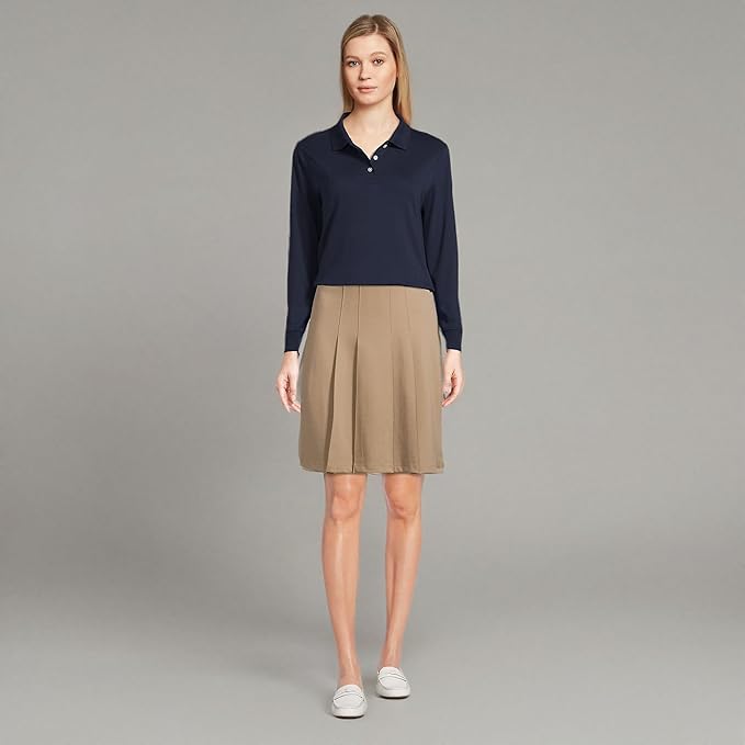Lands' End School Uniform Kids Long Sleeve Interlock Polo Shirt