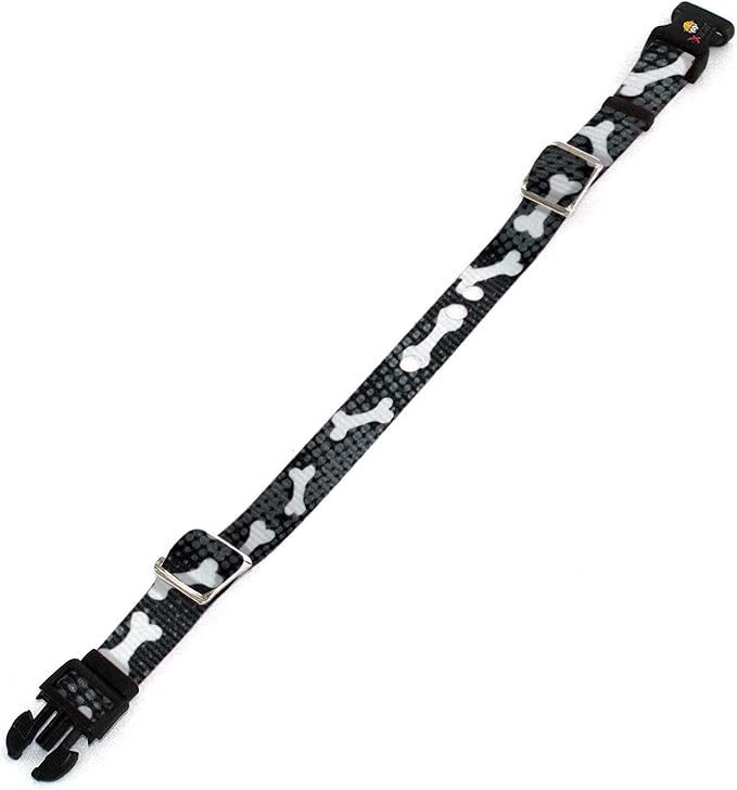 Extreme Dog Fence Replacement Containment and Training Collar Strap for Most Underground Electric Dog Fence Brands - Black Bones (Small: 10" - 12" x 3/4")