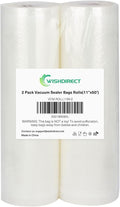 Vacuum Sealer Bags Rolls 2-Pack 11"X50' Commercial Grade BPA Free Double Sides Textured Vacuum Seal Bags Compatible with FoodSaver and Sous Vide Cooking (Total 100 Feet)