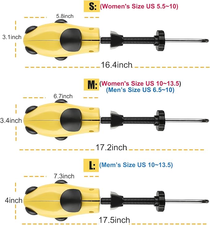 Eachway Pair of Professional 2-Way Premium Shoe Stretcher Tough Plastic Shoe Trees, Adjustable Length & Width Durable Shoe Shaper for Men and Women (Large)