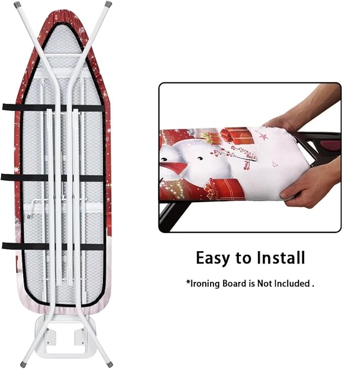 Snowman 15x54 Ironing Board Cover and Pad Elastic Edge Applicable Standard Size Iron Board Cover, Stain Resistant Ironing Mat Home Ironing Accessories