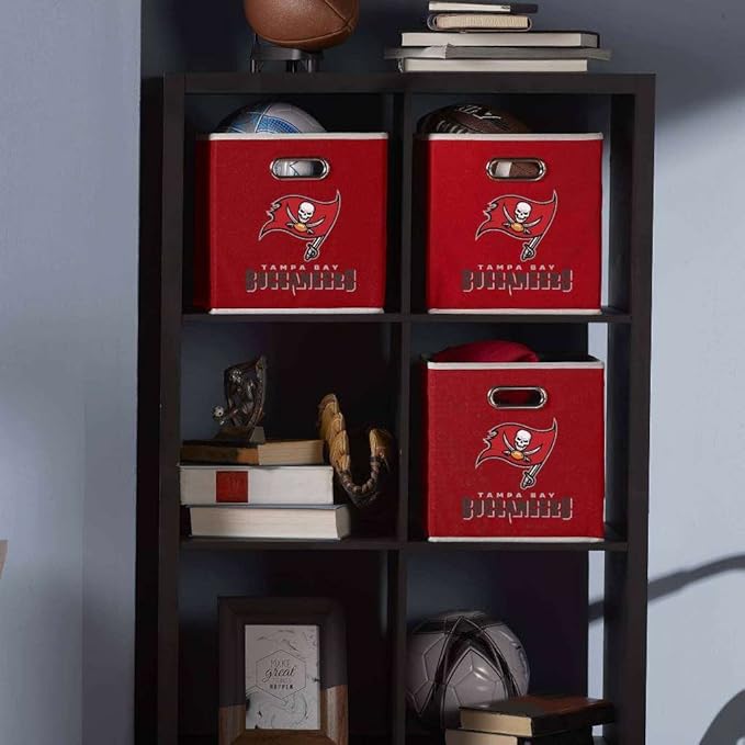 Franklin Sports NFL Storage Bins - Collapsible Cube Container + Basket - NFL Office, Bedroom + Living Room - 11"x11"