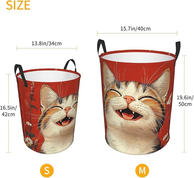 Cute Cat Print Laundry Basket For Storage Bins Gift Baskets Bedroom Clothes Hamper