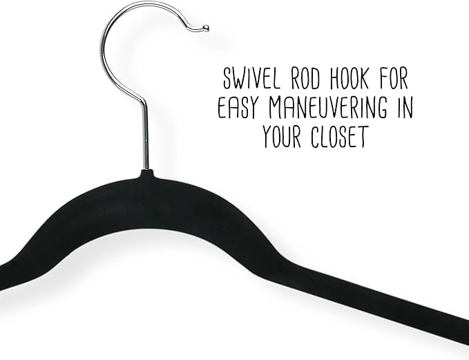 Honey-Can-Do HNG-01884 Thin Non-Slip Velvet Hangers, Black, 50-Pack