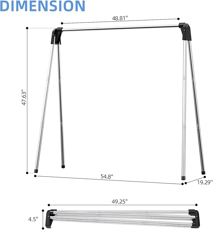 APEXCHASER Clothes Drying Rack - Laundry Rack for Efficient Air Drying, Collapsible Clothing Rack, Foldable Clothes Drying Rack, Heavy Duty Stainless Steel Clothes Rack