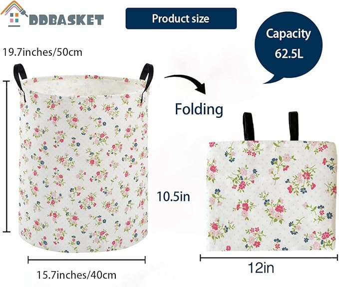 Kids Laundry Basket Flower Hamper for Nursery Animal Hamper Cute Kids Storage Bin Room Decor for Home(Flower)