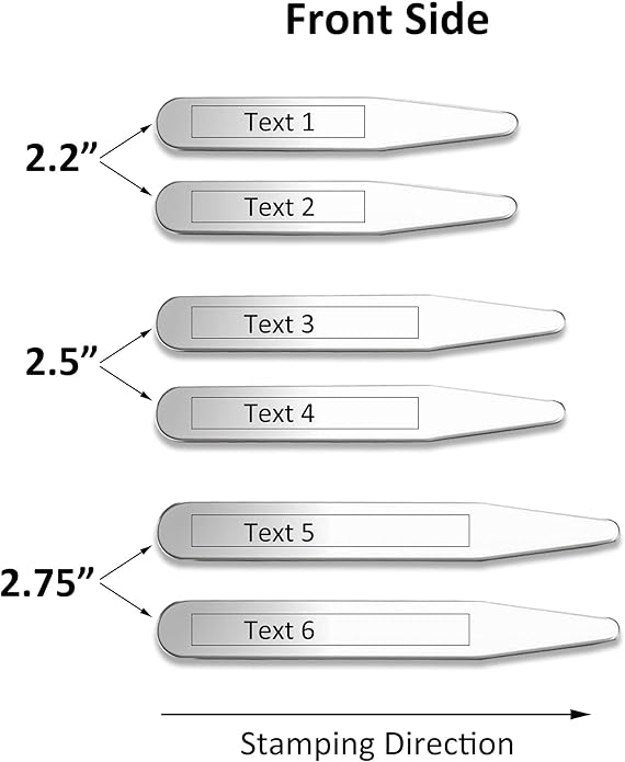 PiercingJ 6PCS Free Engraving - Personalized Custom Stainless Steel Collar Stays for Men Business Wedding Dress Shirts 3 Sizes Set Regular 2.2, 2.5, 2.75 Inch + Gift Box