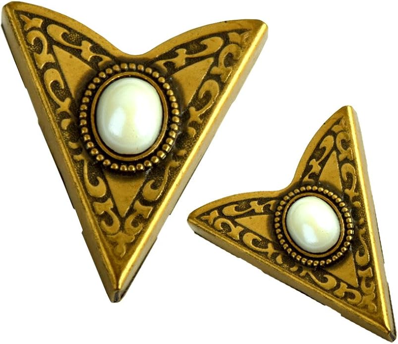 White Stone Collar Tips - Silver Finish - Western Collar Tip - Dress Shirt Collar Stays - Collar Stays for Men & Women