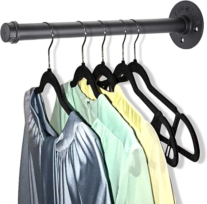 Sumnacon 2 Pack 14 Industrial Pipe Wall Mounted Clothing Rack Bar -- Metal Garment Bracket Frame