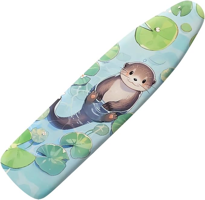 Cute Otter Ironing Board Covers Heavy-Duty Fabric Non Slip Padded Ironing Board Covers Hook and Loop Design Waterproof Slip-Resistant