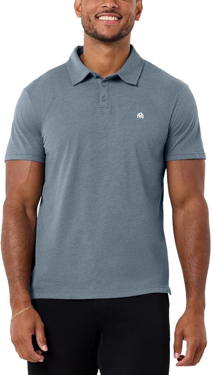INTO THE AM Polo Shirts for Men - Slim Fit Short Sleeve Collared Shirt S - 4XL Fitted Collar Polos for Work