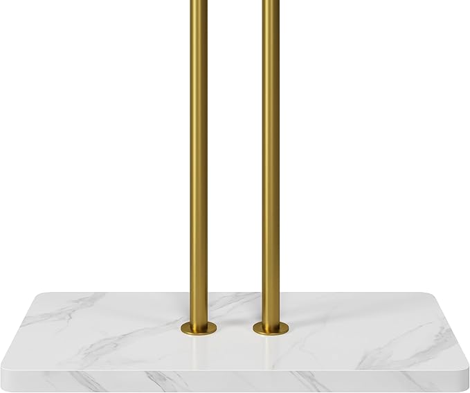 HOMEFORT Coat Rack, Freestanding Metal Coat Racks, Double-pole Clothes Hat Stand with 5 Hooks for Closet, Bedroom, Entryway, Living Room, Gold