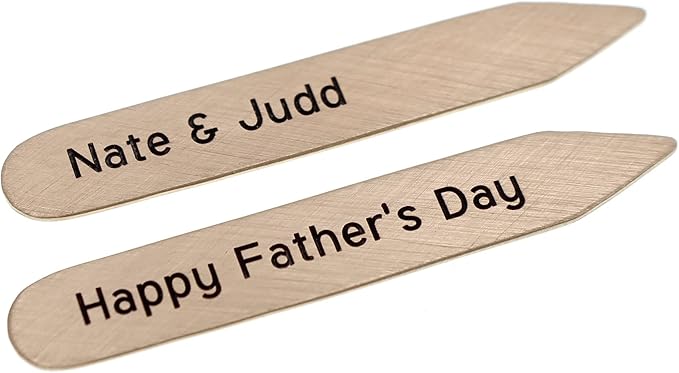 Custom Bronze Collar Stays For Men, Personalized 8th Anniversary Dress Shirt Stiffeners Father's Day Gift for Husband - Engraved Metal 2.25 Inches