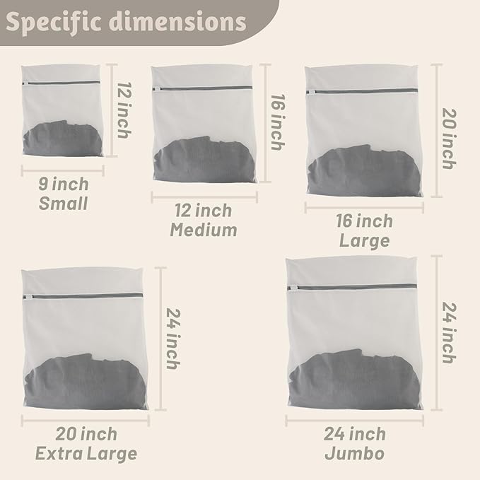 3 Pcs Premium Fine Mesh Laundry Bags, 3 Small 9 x 12 Inches Durable Laundry Wash Bags with Sturdy Zipper for Delicates, Laundry Bag for Delicates, Garment Bag for Washing Machine (3 Small)