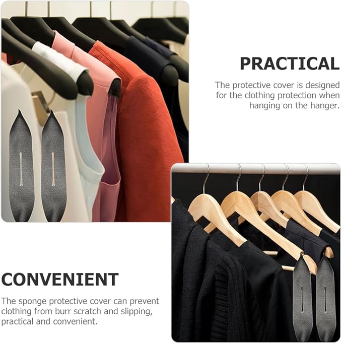 Luxshiny Sponge Hanger Covers 50-Pack Anti-Skid Foam Shoulder Protectors for Clothing Hangers Soft Non-Slip Clothes Hanger Covers for Home Closet Organization 14.96X2.75X0.15In