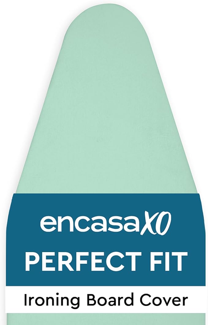 Encasa XO Ironing Board Cover and Pad 54"x15" - 4mm Felt Large Iron Board Cover with Padding - Heat Resistant, Stain-Safe Dye, Non Slip Elastic Bungee Cord Tightening Iron Table Cover Mint Green