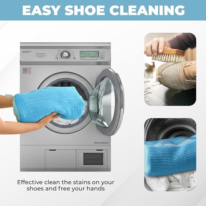 1Pc Shoe Washing Machine Bags kit – Reusable Mesh Laundry Bags for Washer & Dryer with 2 Shoe Trees & Cleaning Brush, 360° Deep Clean Shoe Cleaner Bags for Sneakers & Trainers