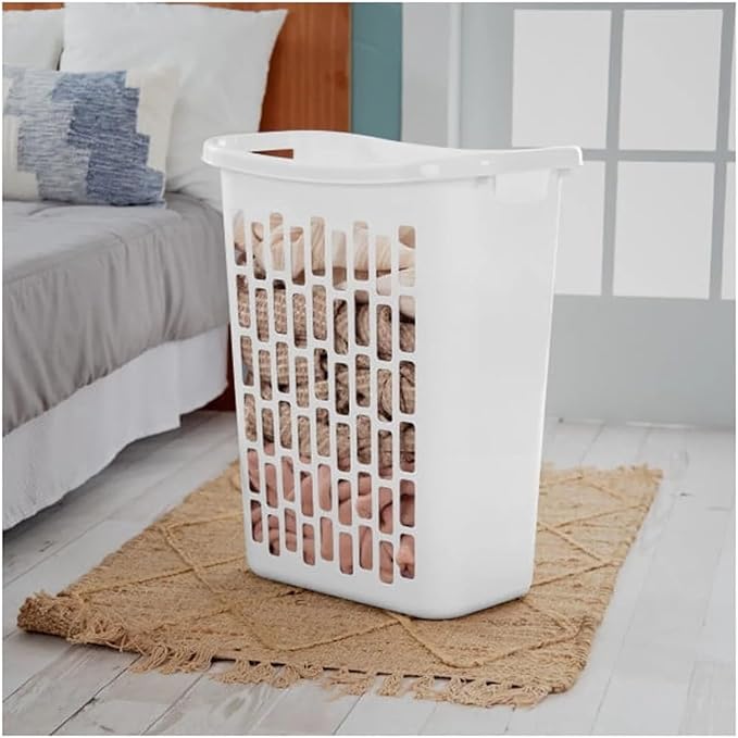 1.8 Bushel Rectangular Plastic Open Laundry Hamper, Large Capacity Laundry Hamper Basket,White, Set of 3