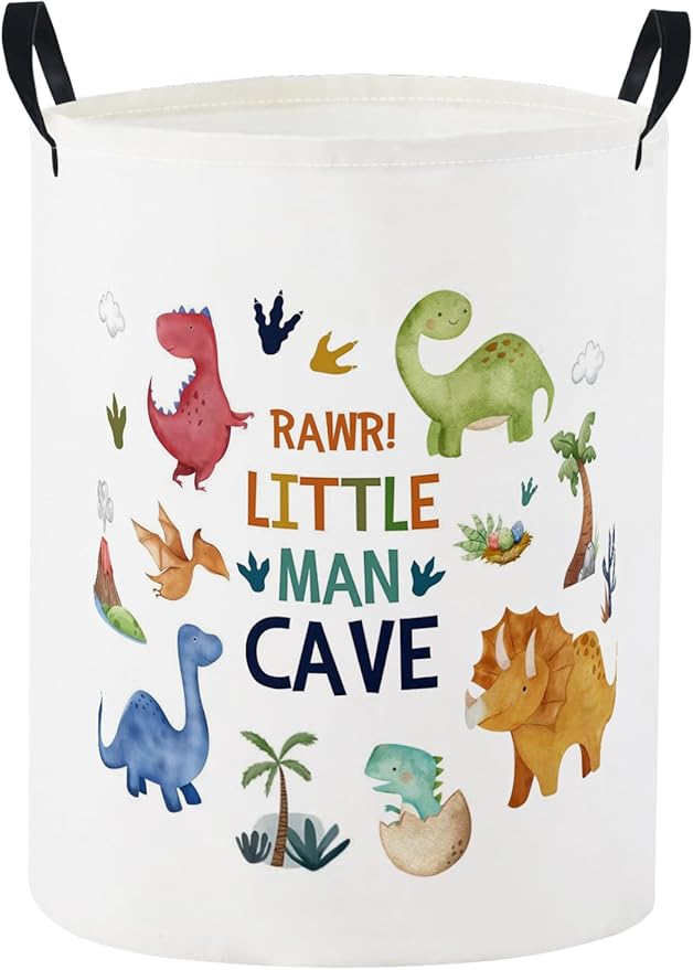 Baby Laundry Basket Baby Nursery Hamper Kids Laundry Basket Toy Storage Bin for Boys Room Decor Gift Baskets for Bedroom Bathroom(Dinosaur)