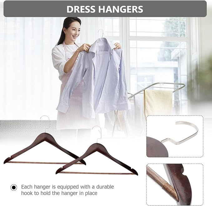 Unomor Solid Wood Coat Rack with Hook 17.32 Inch Clothes Hanger for Jackets Dresses Sweaters and Trousers - Non-Slip Support to Prevent Wrinkles and Sagging