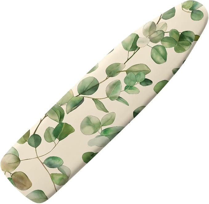 Green Leaves Easy Installation 15x54 Ironing Board Cover and Pad and Elastic Edge Applicable Standard Size Iron Board Cover, Stain Resistant, Setup for Effortless Ironing Experience
