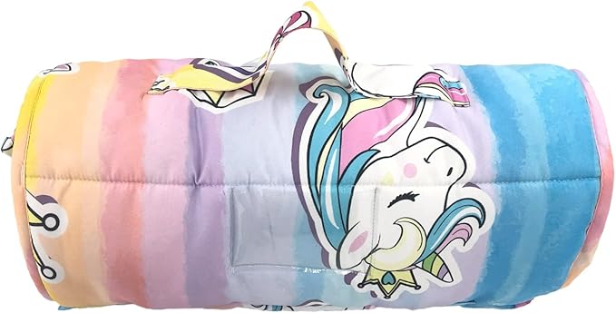 Toddler Nap Mat with Removable Pillow and Minky Blanket,Soft Rolled Napping Mats for Boys and Girls,Lightweight Daycare,Preschool,Travel Toddler Sleeping Slumber Bags-50×20”(Unicorn)