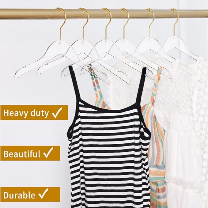 10 Pack Clear Acrylic Children's Hangers for Kids, Baby, Toddler, Infant Clothes Closet - Premium