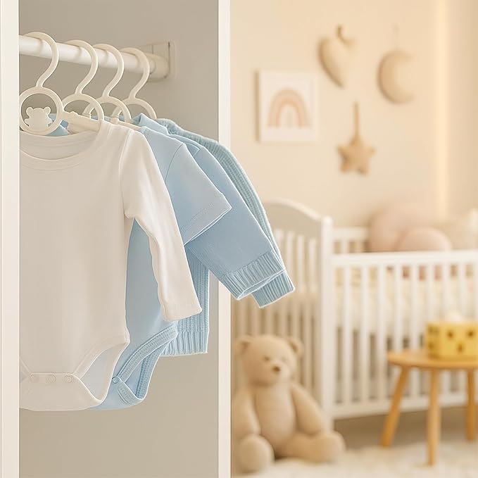Baby Hangers for Nursery Closet 40 Pack Plastic Kids Clothes Hanger Space Saving Non Slip Extendable Toddler 11-14” Adjustable Hangers Heavy Duty Clothing Infant Hanger Bulk, White
