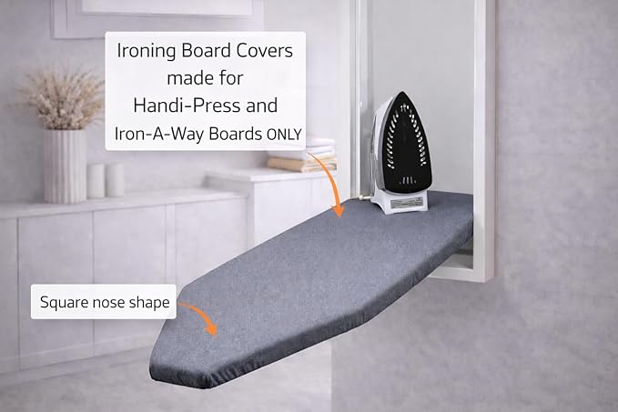 TIVIT Ironing Board Cover for Handi-Press Iron-A-Way Wall Mounted Ironing Boards 42-46" Long Adjustable Straps, Alumitek, Scorch Resistant, Thick Padding - Made in Italy - Oeko-TEX Certified