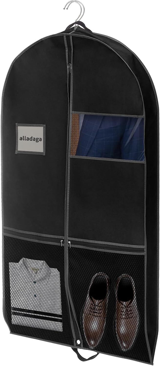 43" Garment Bag Suit Bag Garment Bags for Travel Duffle Bags for Hanging Clothes Storage Bag Carry on Garment Bag, Ideal for Wardrobes, Blazers, Dresses, Coats (1 Pack)