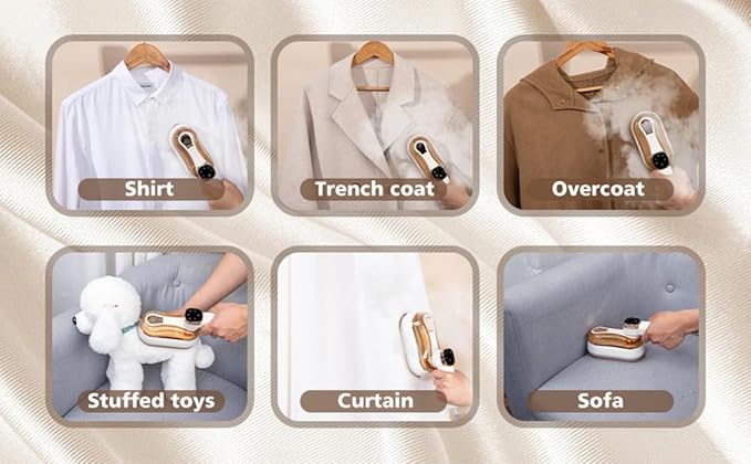 2 In 1 Portable Ironing Machine, Handheld Clothing Steam Iron, 180°Rotation, LED Display Ironing Mode, 1200W +15 Seconds Fast Heating, 7-Hole Pressurized Steam, 4-Speed Ironing (Off White)