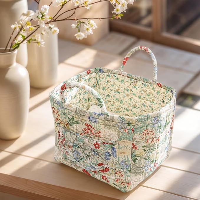 Floral Fabric Storage Basket Car Interior Storage Basket Underwear Sundries Laundry Baskets Supplies Home Organizer Bag (style 10)