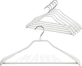 Mawa by Reston Lloyd BodyForm Series Non-Slip Space-Saving Clothes Hanger with Bar for Pants, 16-1/2", Style 42/LS, Set of 6, White