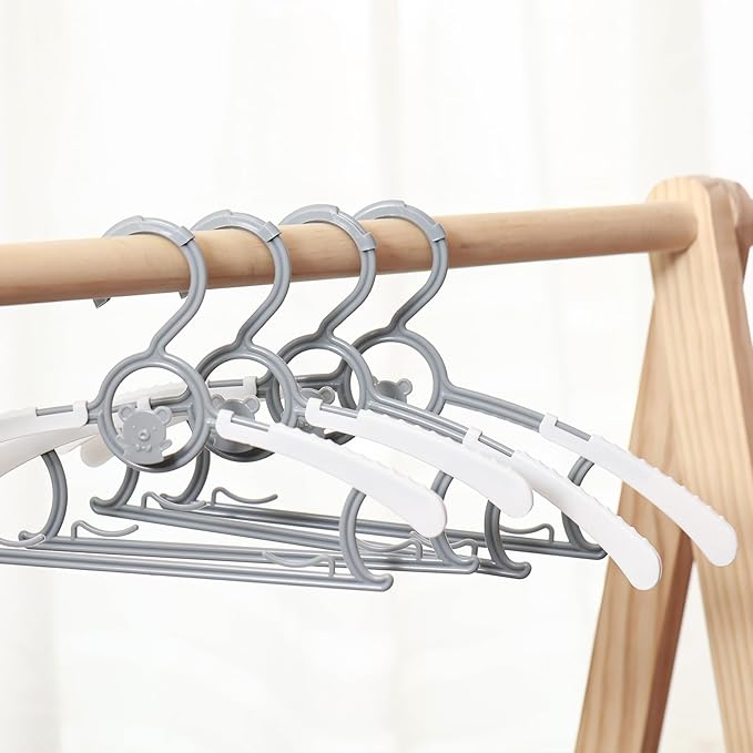 Baby Hangers for Nursery Closet 80 Pack Plastic Kids Clothes Hanger Space Saving Non Slip Extendable Toddler 11-14” Adjustable Hangers Heavy Duty Clothing Infant Hanger Bulk, Grey