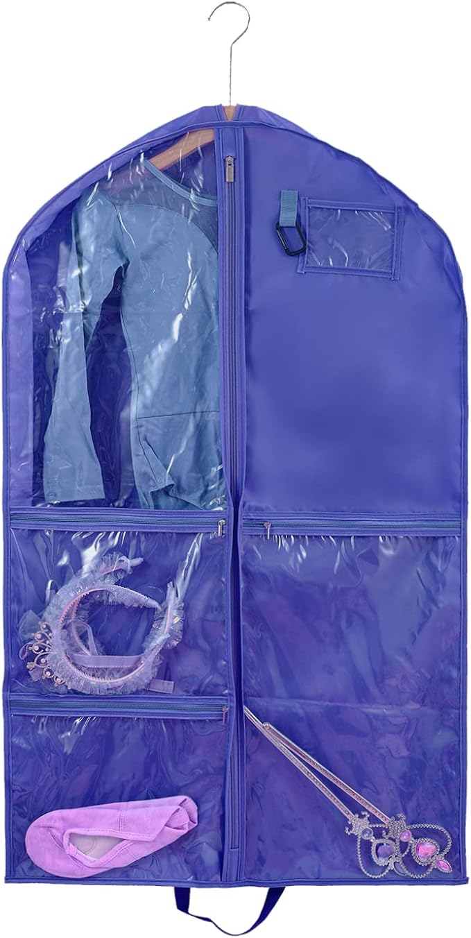 Waterproof Hanging Garment Bag,40 inch Garment Bags for Hanging Clothes,Garment Bags for Travel Storage,Dance Clothes Bag,Kids Garment Bag for Dance Costumes,Sports,Skating,Theatre,Beauty Pageants