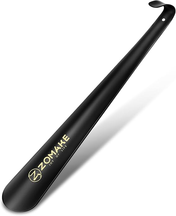 ZOMAKE Shoe Horn Long Handle for Seniors Men Women,16.5" Metal Long Shoehorn for Boots Shoe Spoon Helper