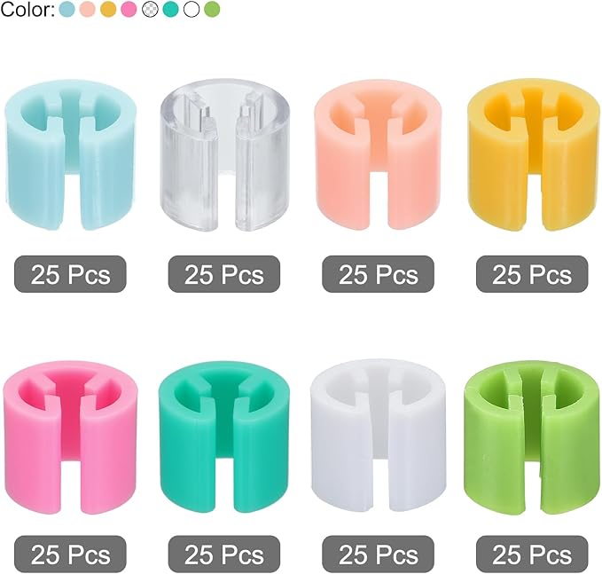 MECCANIXITY Clothes Hanger Markers Blank Tags Fit 3.5mm Rod for Garment Color Coding White/Bright Green/Light Blue/Fresh Pink/Orange Yellow/Green Blue/Pink/Transparent 200pcs
