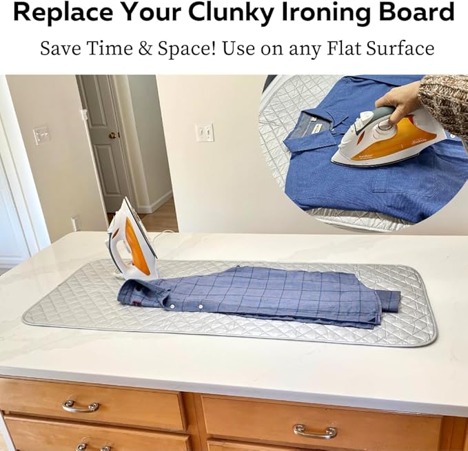 Evelots Ironing Mat Pad for Top of Washer, Dryer, Table - Portable Iron Board Replacement - 8 Strong Magnets - Heat Resistant - Extra Long 48 Inches