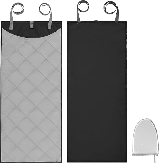 Over-The-Door Steamer Pad with Heat-Resistant Glove, Portable Vertical Ironing & Pressing Board, Ideal for Home & Travel Use, 45.27x18.89in, Convenient & Space-Saving Clothes Steamer