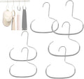 Durable Steel Hangers Maximize Closet Space with Versatile Storage, Hat Organizer Durable Stainless Steel, Durable Steels Hangers for Caps, Ties, Scarves, Clothes (Gray,6 pcs)