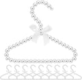 10Pcs Pearl Beaded Clothes Hangers, Mini Pearl Beads Small Metal Clothes Hangers with Ribbon, Elegant Standard Hanger for Women Dog Cat (White)