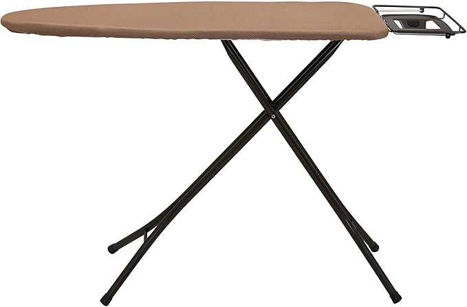 Household Essentials Mega Wide Top Ironing Board, 4-Legs, Steel Top Ironing Board with Fixed Iron Rest, FiberTech Cover and Fiber Pad, Scorch and Stain Resistant, Antique Bronze Frame
