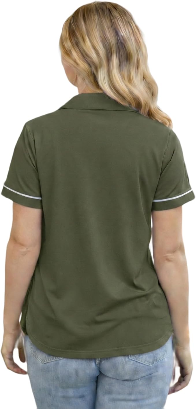 USBD Post Mastectomy Shirt with Drain Pockets Lapel Collar Post Op Button Down Recovery Tops