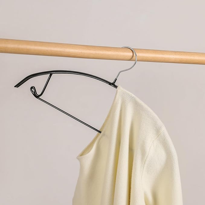 Premium PVC Sweater Hangers 10 Pack Heavy Duty- Non Slip No Shoulder Bump Suit Hanger -Chrome Hooks,Space Saving Clothes Rounded Shape for Coat,Jackets,Pants,Golf T Shirts (10, Silver/Black)