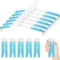 Foldable Travel Hangers for Cruise, 6 Pack Portable Collapsible Hangers with Clips, Folding & Space-Saving Suitcase Hangers for Travel, (Blue-White)