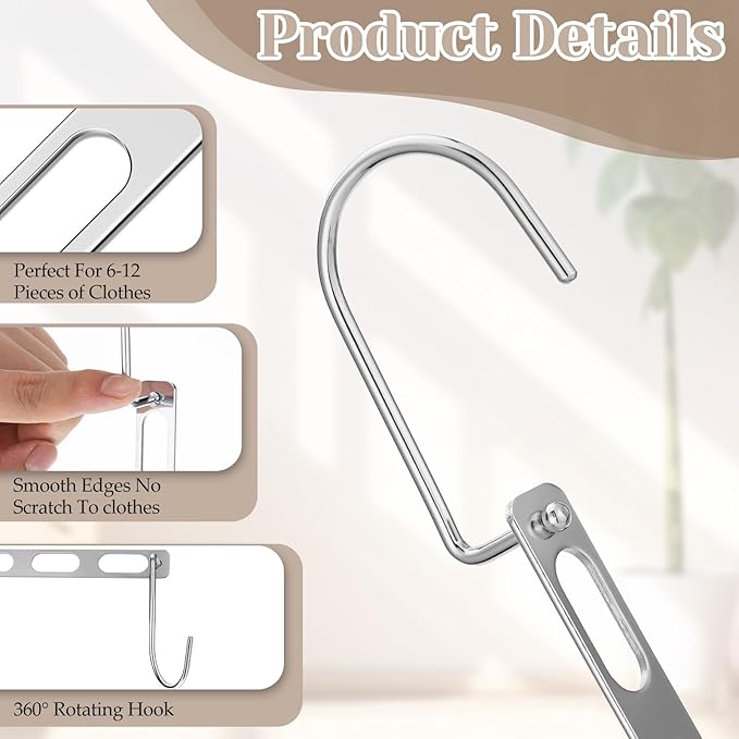 16pcs Space Saving Hangers for Clothes Metal Hangers Closet Space Saver Hanger Metal Hanger Organizer Rack Closet Organizers and Storage Dorm Room Essentials