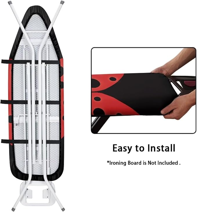 SEANATIVE Ladybug Ironing Board Cover Standart Size 15 X 54 inches, Tabletop Ironing Board Cover Replacement Cover, Adjustable Elastic Edge Fit