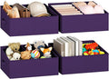DIMJ Large Closet Shelf Organizer Bins 6 Packs with Handles and Divider, Fabric Trapezoid Storage Baskets, Foldable Clothes Containers Box for Shelf, Towel, Book, Toy, Purse, Hats, Purple